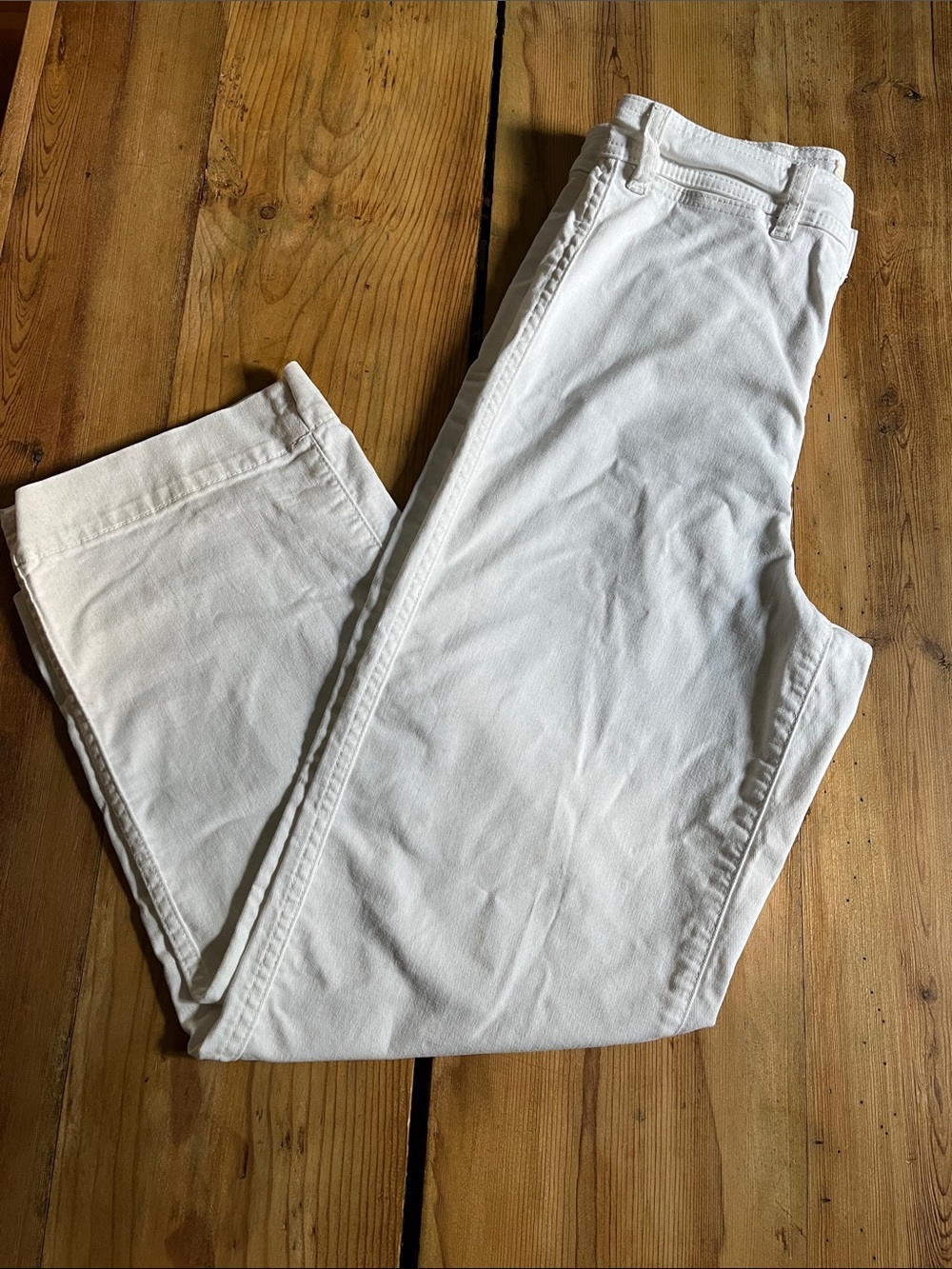 MARINE LAYER 4 White Bridget Crop Twill Pants High Waist Retro